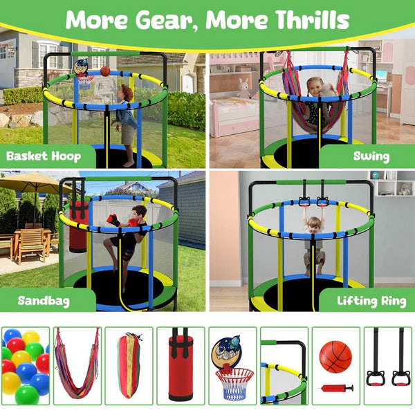 🎉🎉Mini Round Trampoline for Kids with Basketball Hoop