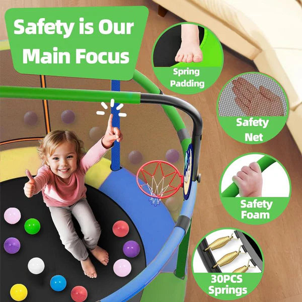 🎉🎉Mini Round Trampoline for Kids with Basketball Hoop
