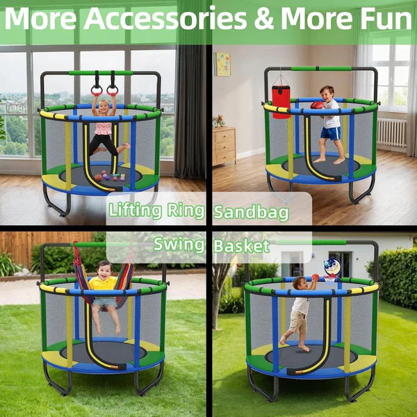 🎉🎉Mini Round Trampoline for Kids with Basketball Hoop