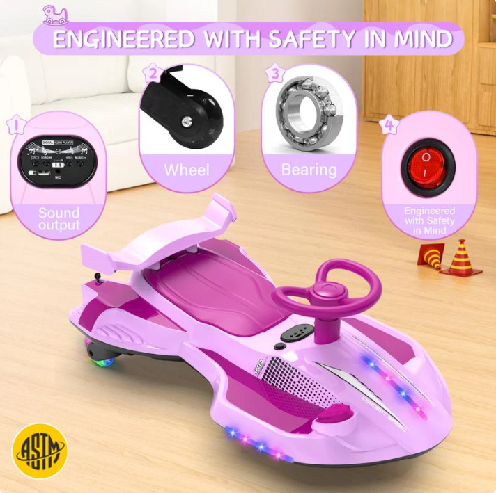 ๐๐12V Kids wiggle car with Lights& Bluetooth