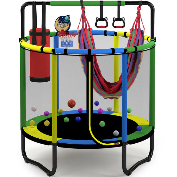 🎉🎉Mini Round Trampoline for Kids with Basketball Hoop