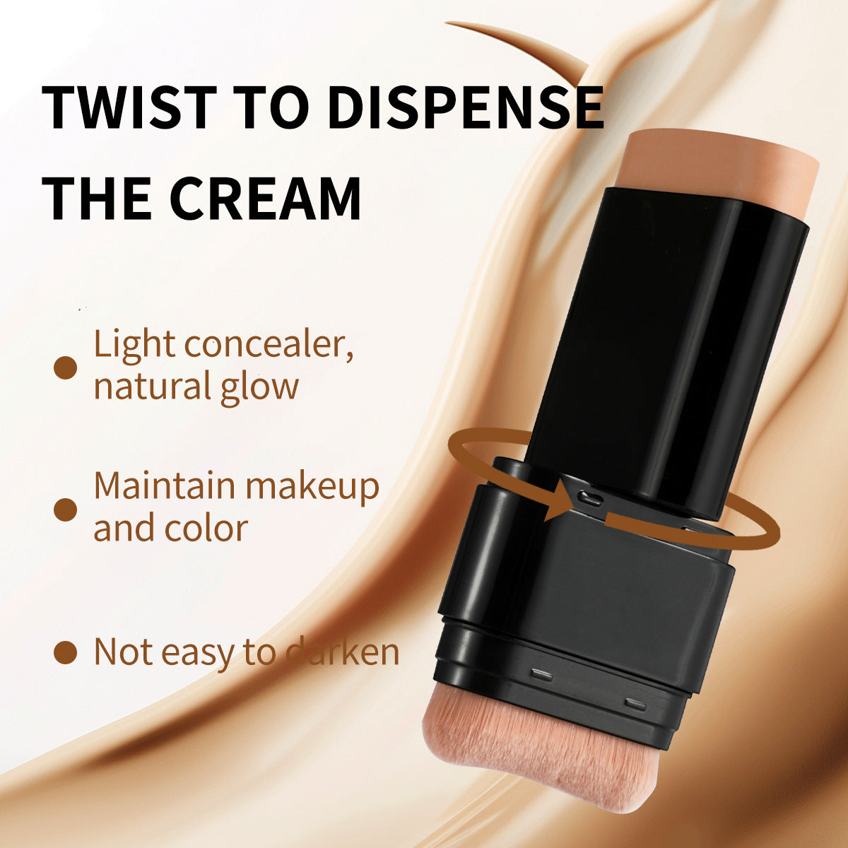 Waterproof foundation stick concealer waterproof double-ended makeup brush two-in-one nude makeup liquid foundation