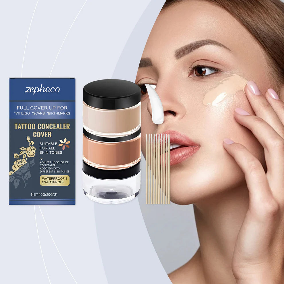 Tattoo Cover Up Makeup Waterproof, Full Coverage Concealer for Tattoos, Dark Spots & Scars, Long Lasting, Smudge-Proof & Transfer-Resistant
