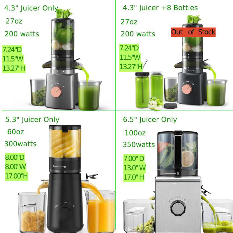 🍹Cold Press Juicer – Large Feed Chute, Easy Clean, BPA Free