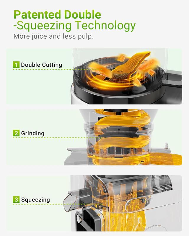 🍹Cold Press Juicer – Large Feed Chute, Easy Clean, BPA Free