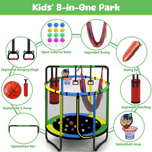 🎉🎉Mini Round Trampoline for Kids with Basketball Hoop
