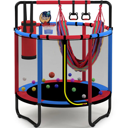 🎉🎉Mini Round Trampoline for Kids with Basketball Hoop